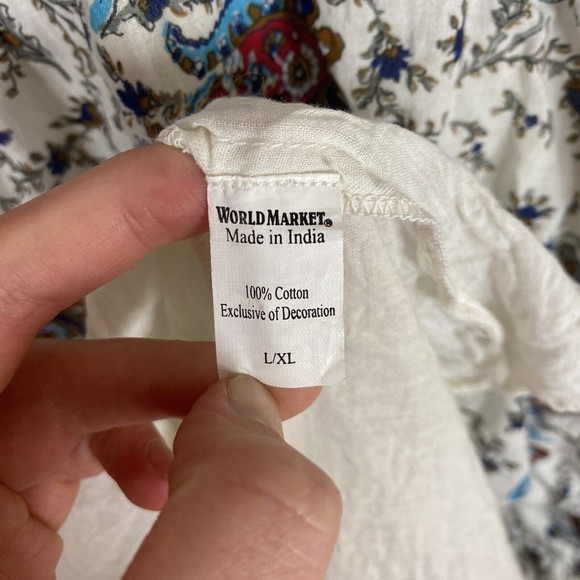 World Market L XL Maxi Dress Floral Tank Sleeveless A-Line Peasant Tiered Lace - Picture 5 of 5